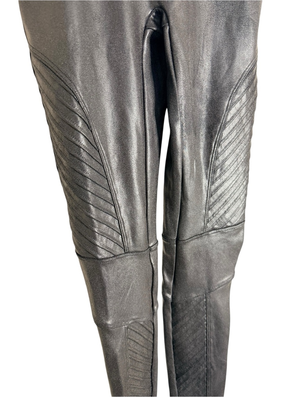 SPANX Faux Leather Moto Leggings Black High Rise XS Sculpting - Picture 7 of 8